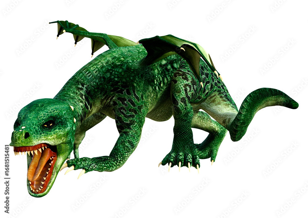 Fototapeta premium 3D Rendering Fairy Tale Dragon on White