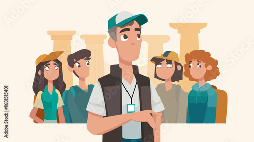 Group of people listening to tour guide