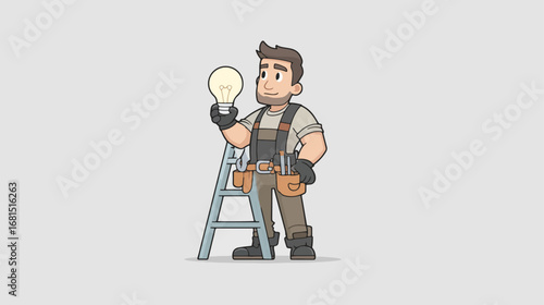 Handyman with lightbulb illustration