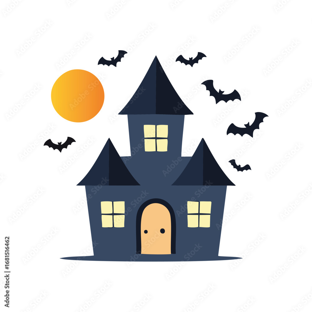 custom made wallpaper toronto digitalDark haunted mansion with orange moon and flying bats halloween haunted house