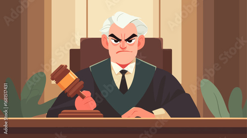 Judge with gavel in courtroom