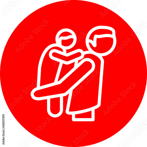 Fatherhood Vector Line White Circle Red Icon Design