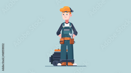 Maintenance worker with tools and equipment
