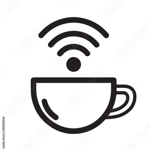 Coffee Cup with Wireless Signal Icon