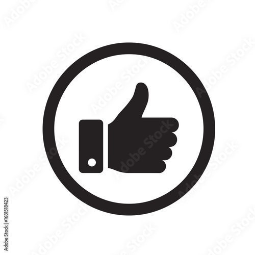 Thumbs Up Icon: Simple, bold thumb's up inside a circle expressing approval, agreement, or positivity.