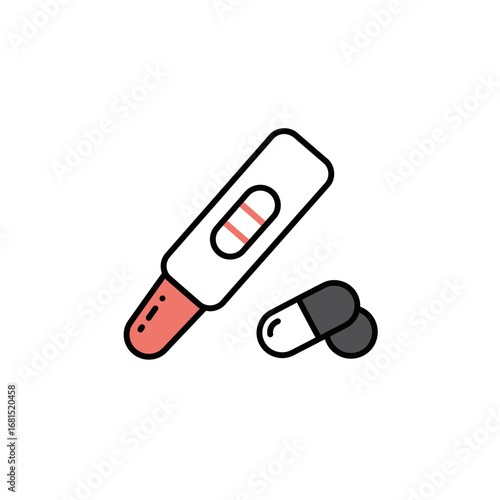 Positive Pregnancy Test and Medications: A symbolic illustration, visually representing early signs of new life. The image showcases a positive pregnancy test alongside medication.