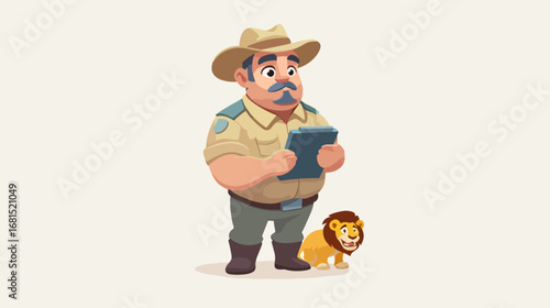 Park ranger observing animal