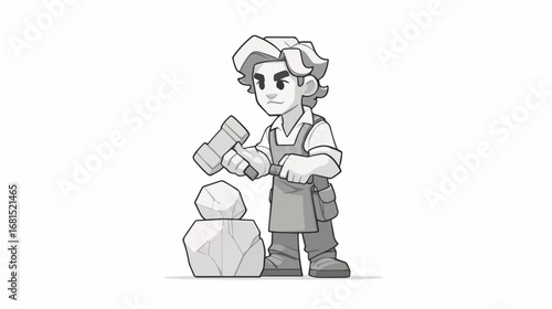 Person carving stone