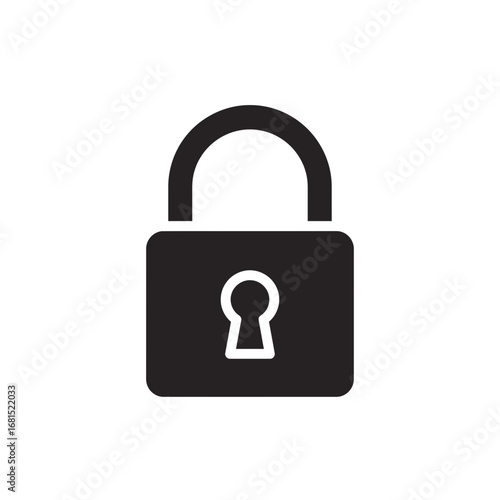 Locked Security: A black and white illustration of a sturdy lock, symbolizing protection and safeguarding personal information.