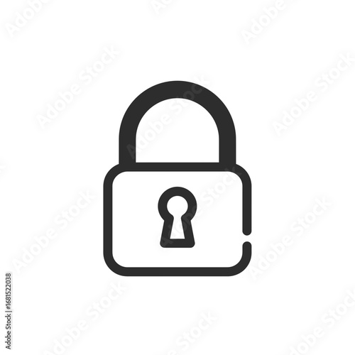 Security in Simplicity: A minimalist, high-angle perspective showcases a solitary padlock, meticulously rendered with a clean, outline aesthetic. The image communicates a sense of security, privacy.