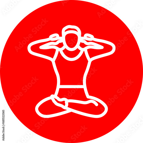 Pranayama Vector Line White Circle Red Icon Design