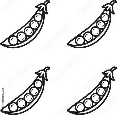 Set of Pea pod Outline vector illustration isolated On Transparent Background