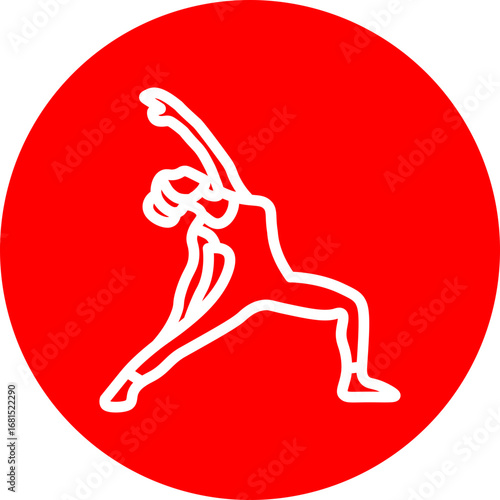 Stretching Vector Line White Circle Red Icon Design