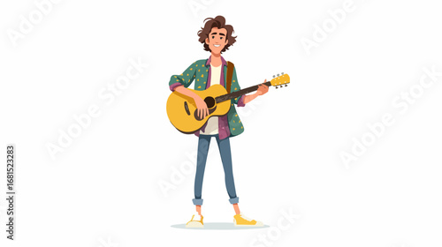 Person playing acoustic guitar illustration