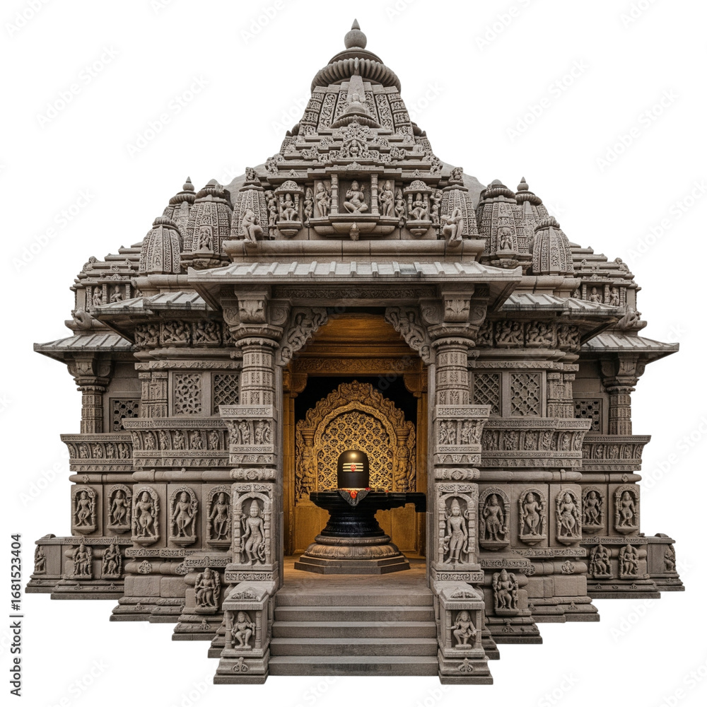 Obraz premium Intricate hindu temple architecture with shiva lingam isolated on transparent background