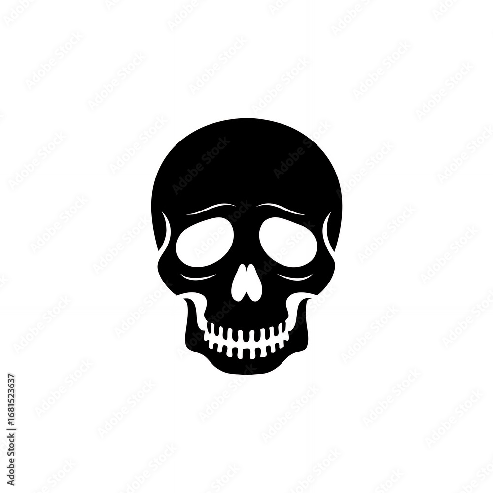 Fototapeta premium Silhouette Illustration of a Black Human Skull for Design Purposes