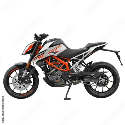 Ktm duke 390 motorcycle side view isolated on transparent background