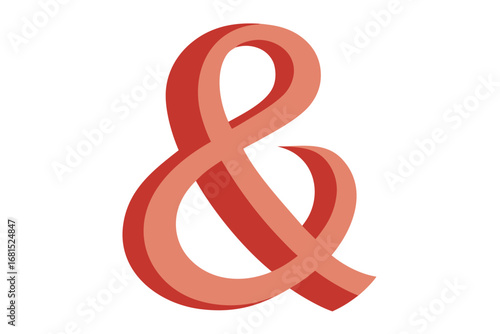 Three dimensional ampersand symbol with gradient shading isolated on a white background