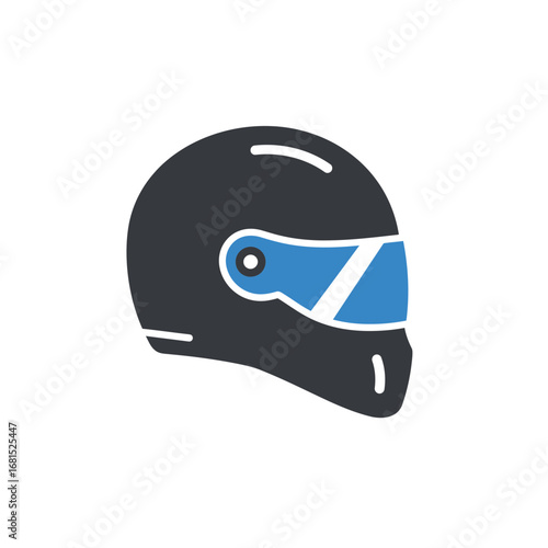 Protective helmet: This image showcases a sleek, stylized motorcycle helmet, rendered in a minimalist design, ideal for themes related to speed, protection, and motorsport. 