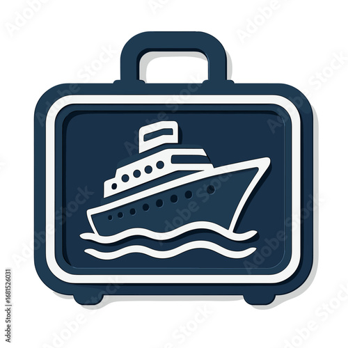 3d cruise ship luggage icon on dark background