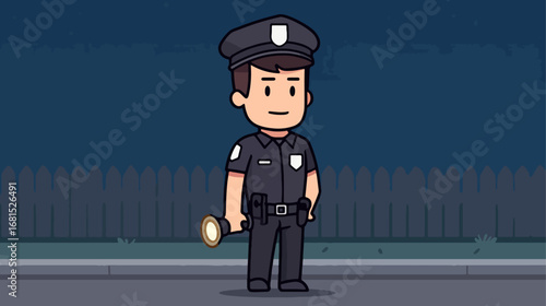 Police officer on night patrol
