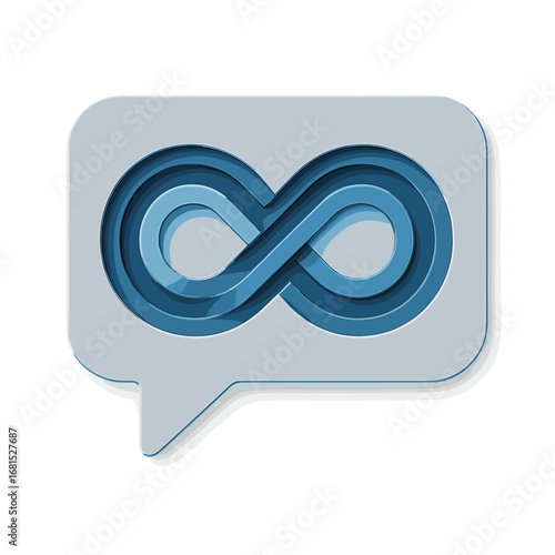 Infinity loop in 3d speech bubble design on gradient background
