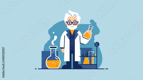 Scientist conducting experiment illustration