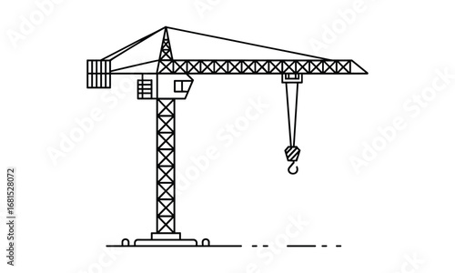 Construction Crane Vector Illustration: Tower Crane Silhouette for Building Projects