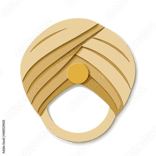 Stylized paper art turban with minimalist layered design on subtle background