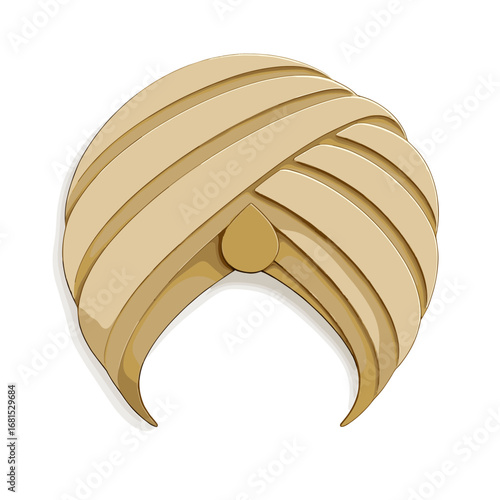 Elegant golden turban emblem on smooth gradient background