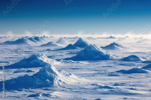 Aerial View of Snow Covered Mountains in Antarctica on a Clear Day Landscape Photography