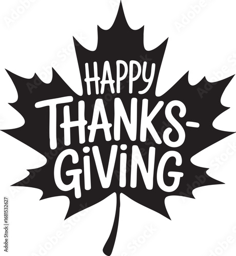 A Happy Thanks Giving black silhouette illustratio.trendy baby rainbow, pumpkin letters.2