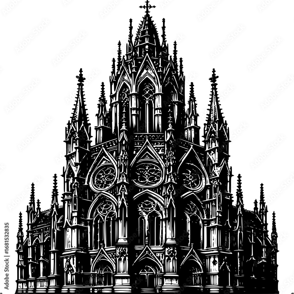 Fototapeta premium Majestic Architecture: A breathtaking depiction of an exquisitely designed structure showcasing intricate details of craftsmanship and spiritual essence.