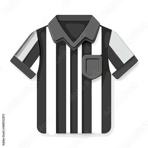 Black and white referee shirt icon in minimalist 3d style on gray background