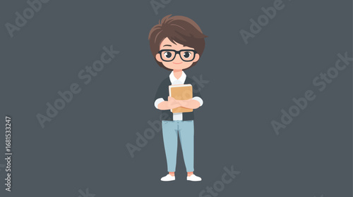Student holding book illustration