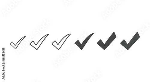 Checkmark Variations A Collection of Line Art and Filled Check Icons for Design Projects