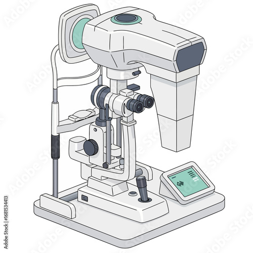Medical Corneal Topography Machine Vector Icon Illustration of an Ophthalmic Device for Mapping the Eye's Surface