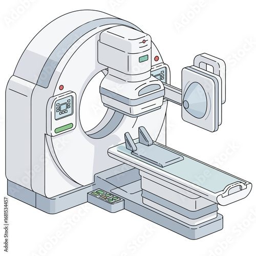 Medical Cone-Beam CT Scanner Vector Icon Illustration of a Dental and Imaging Machine for Diagnostic 3D Visualization