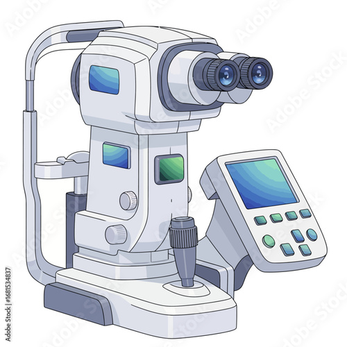 Modern fundus camera icon for ophthalmology, optometry, and retina examination illustration