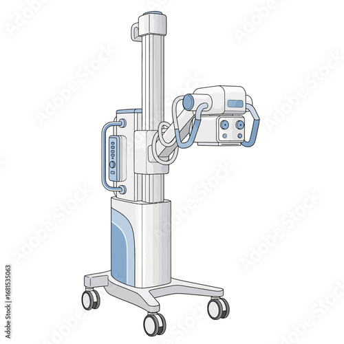 Mobile X-ray Unit AI Vector: Radiology and Medical Diagnostics Technology Icon