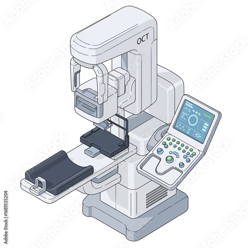 Optical Coherence Tomography (OCT) Machine AI Vector: Modern Ophthalmology and Retina Scan Technology
