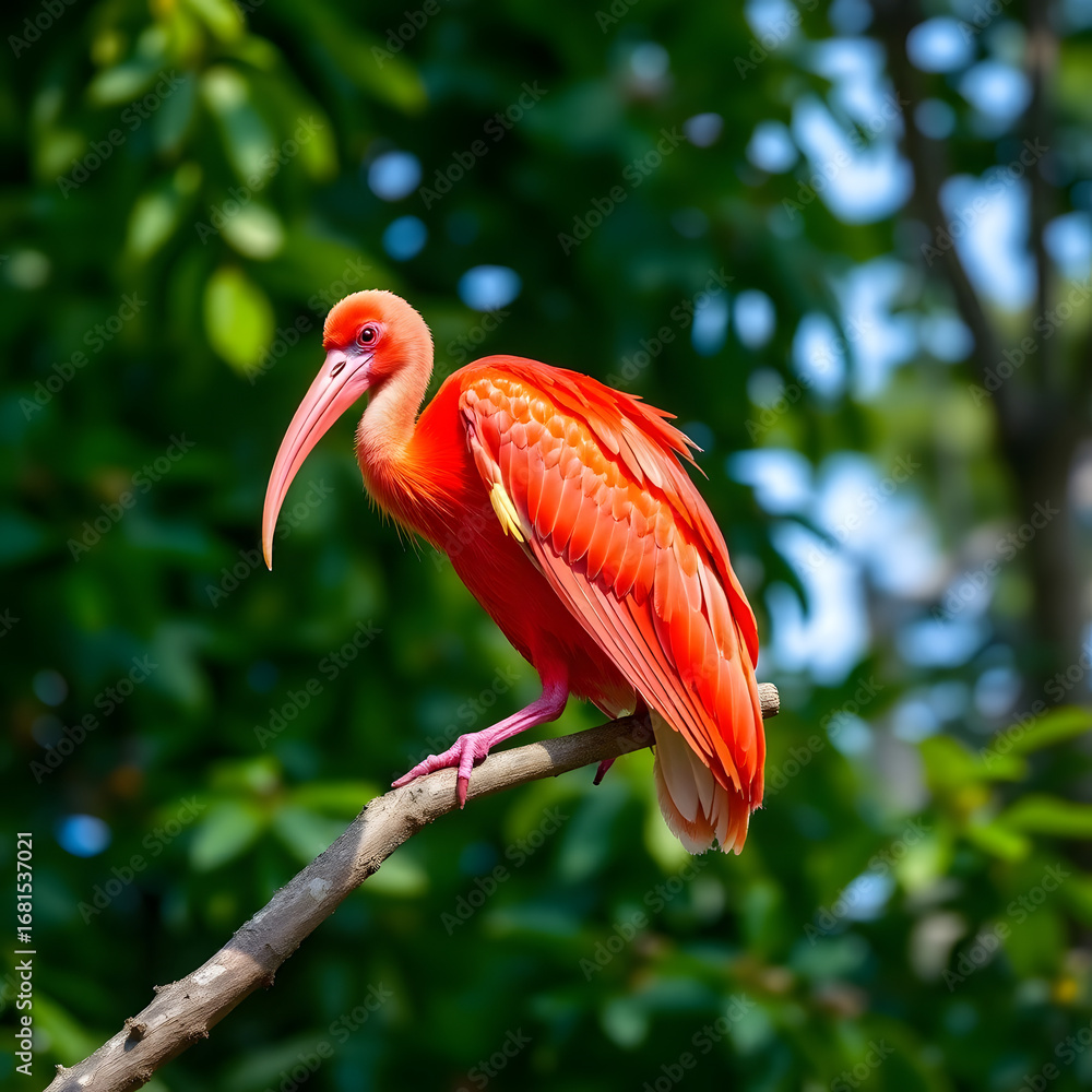 Naklejka premium scarlet ibis bird, pink flamingo bird, scarlet ibis bird on transparent background