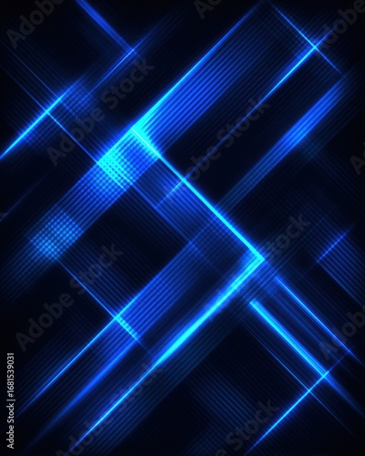 Abstract blue light streaks glowing on dark background futuristic technology concept graphic design element