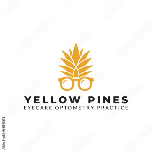 The logo creatively combines a pineapple with glasses, forming a playful yet professional image for an eye care practice, perfect for a family-oriented business.