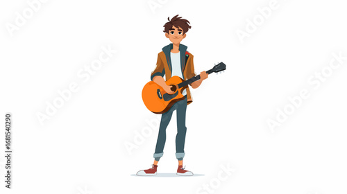 Young person playing acoustic guitar