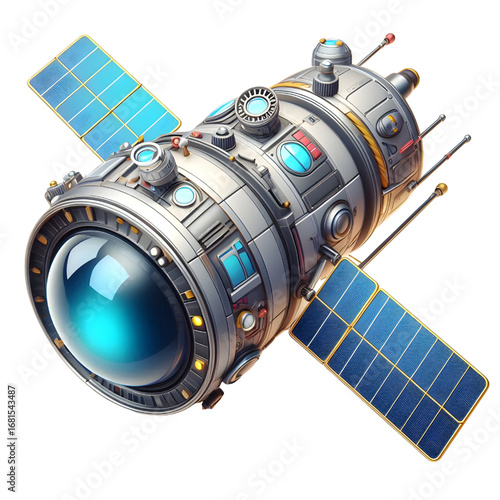3D Cartoon Satellite isolated on white background