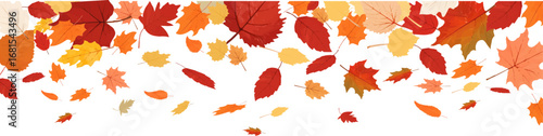 Autumn leaf border.Falling leaves.Leaf fall.Autumn flying leaves.Watercolor leaves in the wind.Autumn leaves seamless border.	
