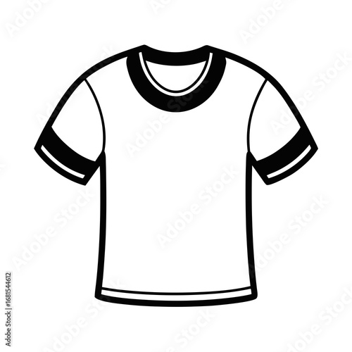 Black Silhouette Vintage Ringer T-Shirt Vector Illustration on White Background