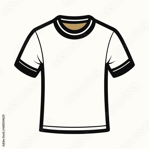 Black Silhouette Vintage Ringer T-Shirt Vector Illustration on White Background
