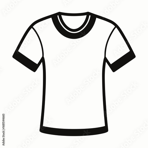 Black Silhouette Vintage Ringer T-Shirt Vector Illustration on White Background